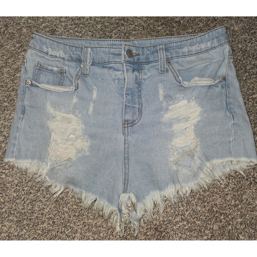 Wild Fable Womens High Rise Distressed Denim Shorts Light Wash Blue Size 12